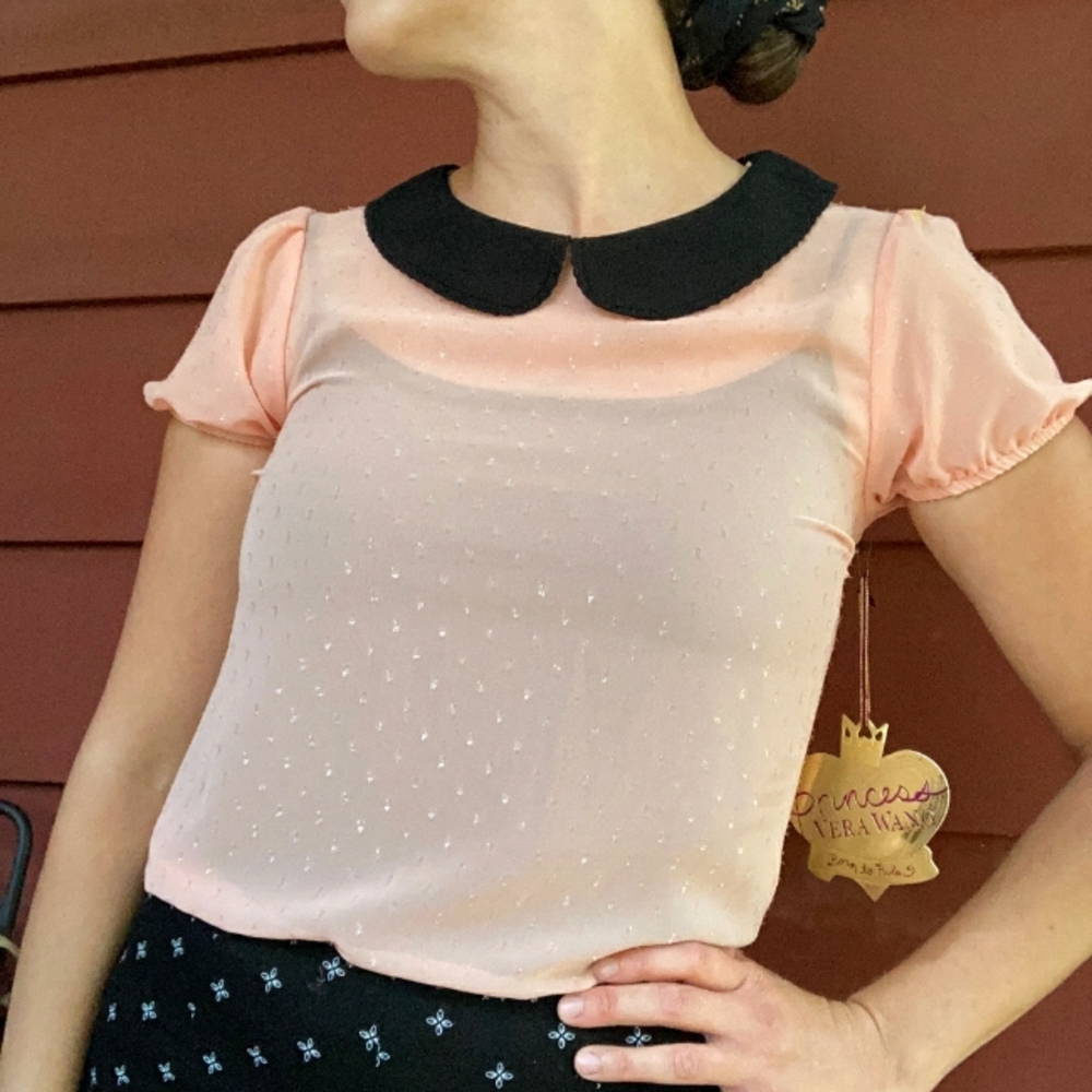 Princess Vera Wang Sheer Collared Top